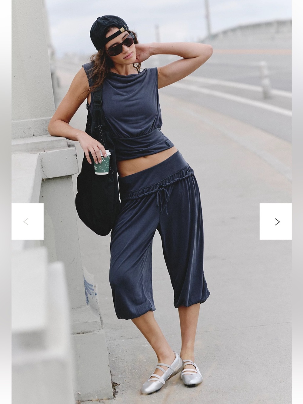 Free People Downtown Sandwashed Pants Jogger Washed Black Small